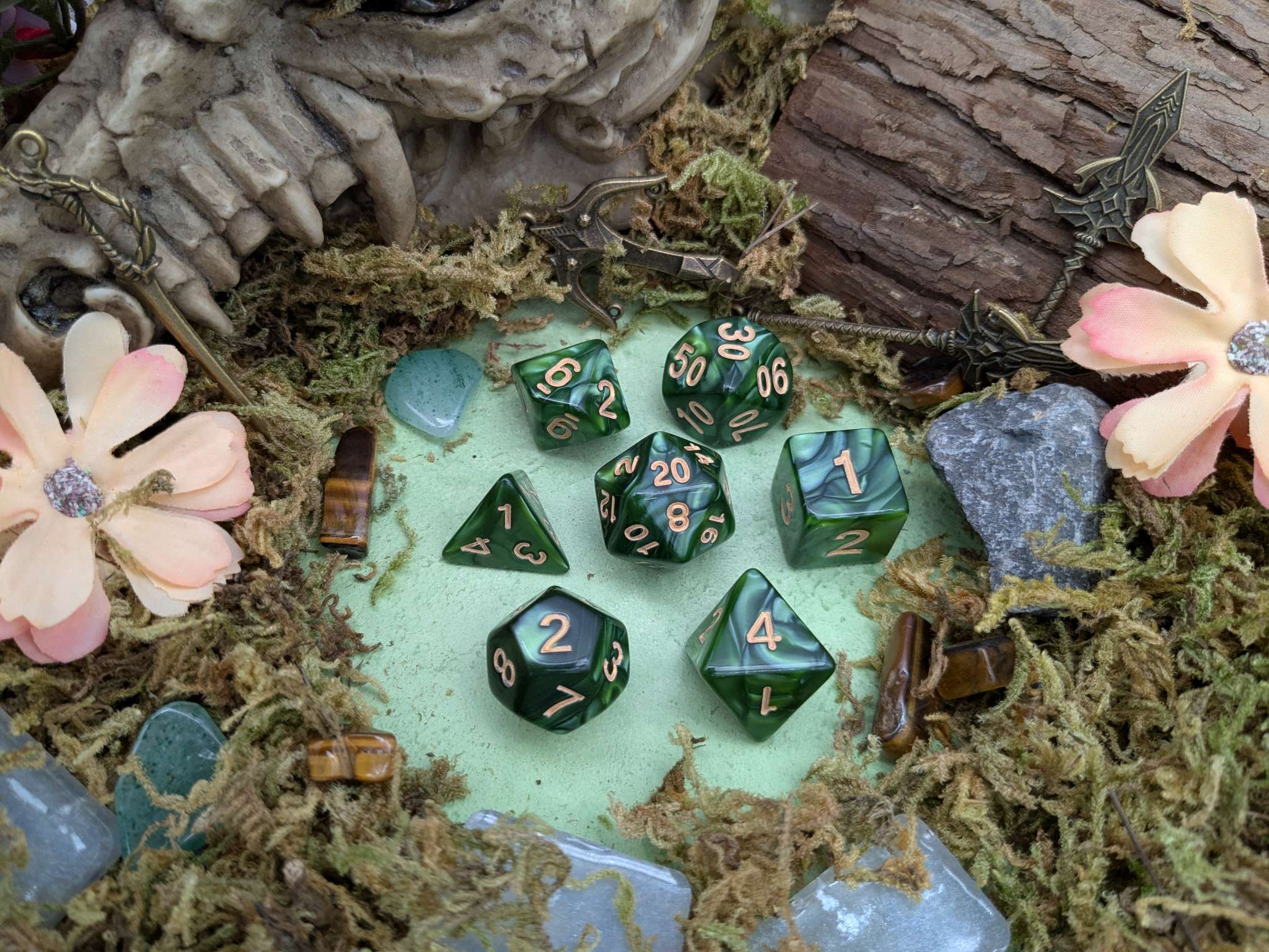 Pearl Jade Green  Dice Set