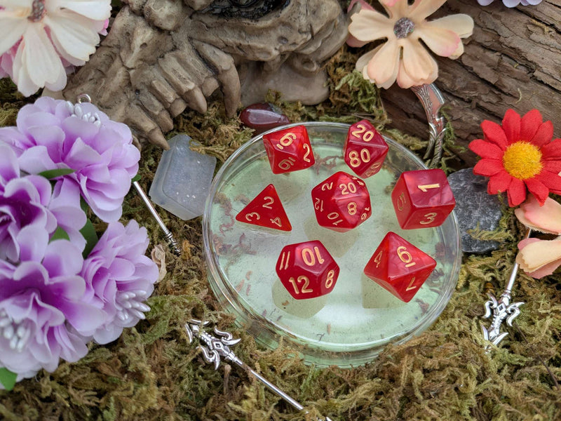 Red Pearl Dice Set