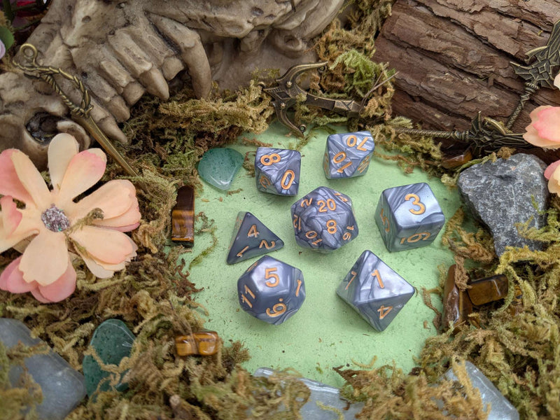 Silver Pearl Dice Set