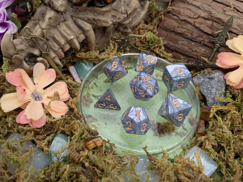 Silver Pearl Dice Set