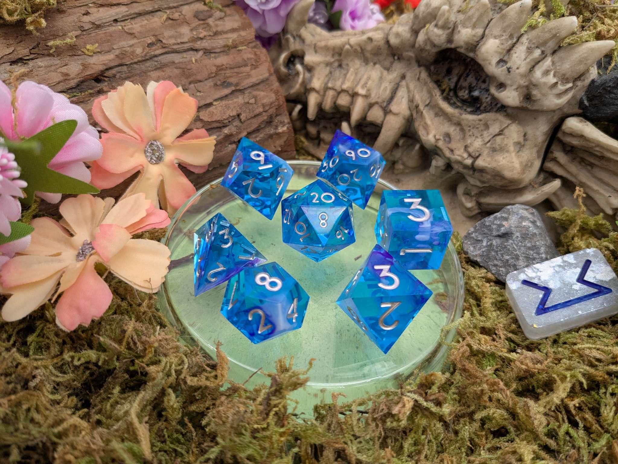 Bright Blue Sharp Dice Set
