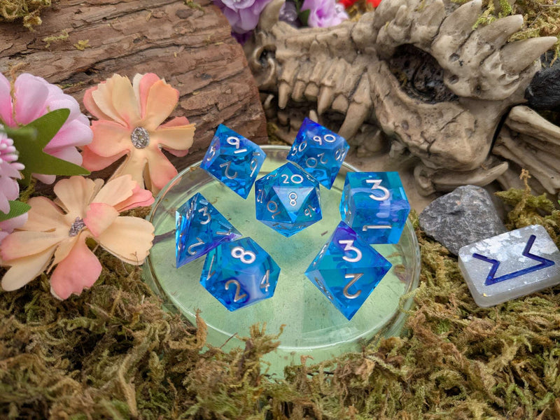 Bright Blue Sharp Dice Set