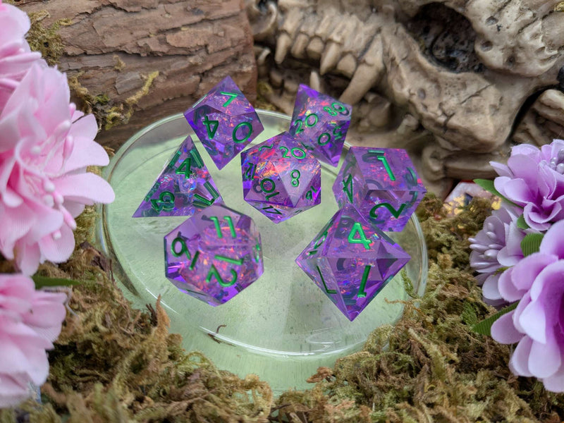 Bright Purple Sharp Dice Set