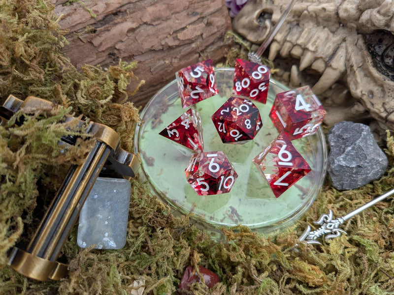 Foil Red and Black Sharp Dice Set