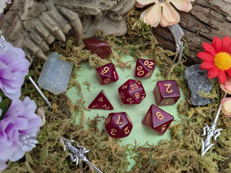 Red Ruby Shimmer Dice Set