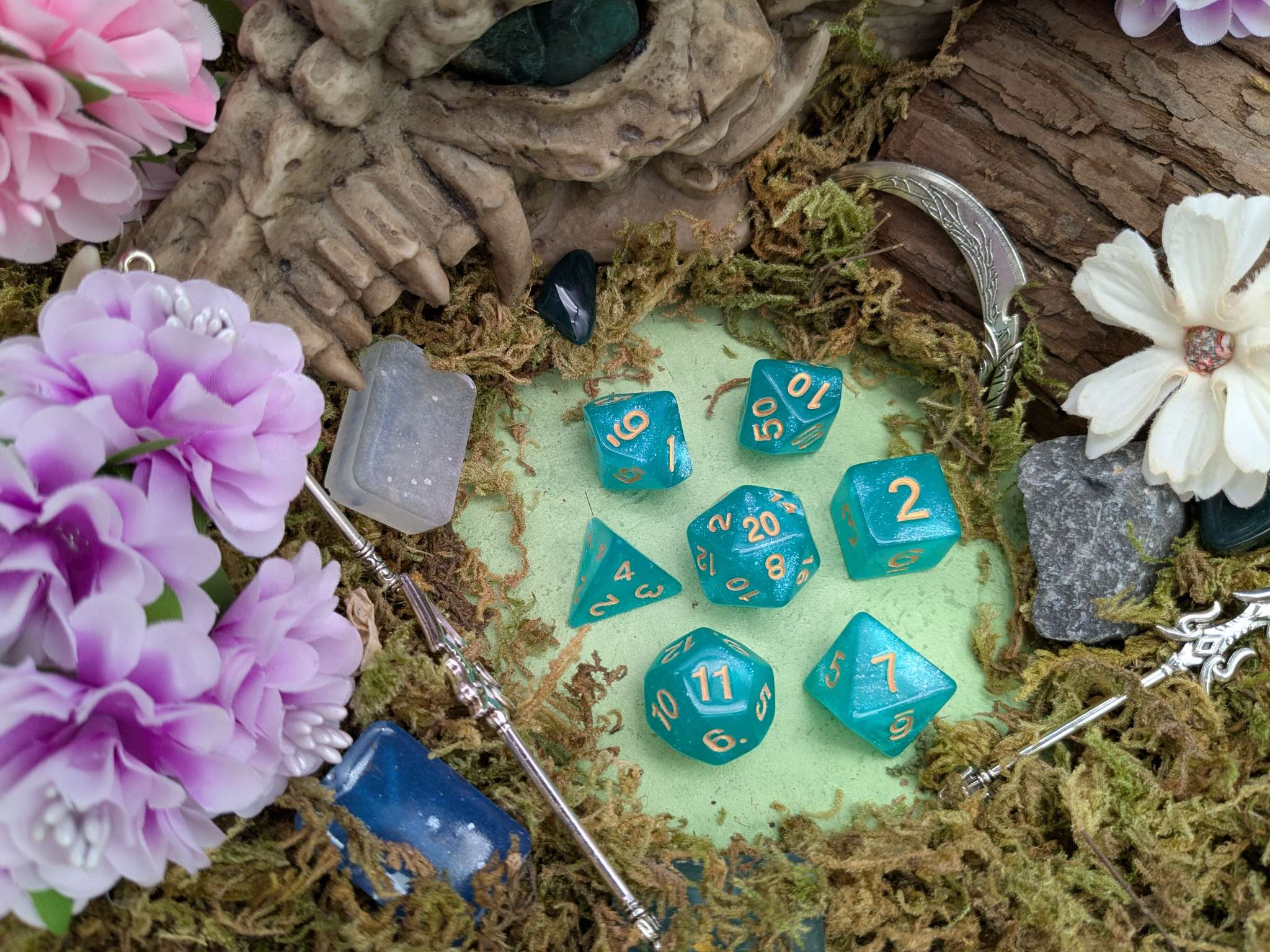 Turquoise Shimmer Dice Set