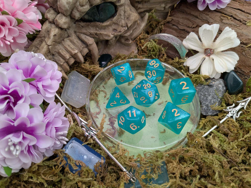 Turquoise Shimmer Dice Set
