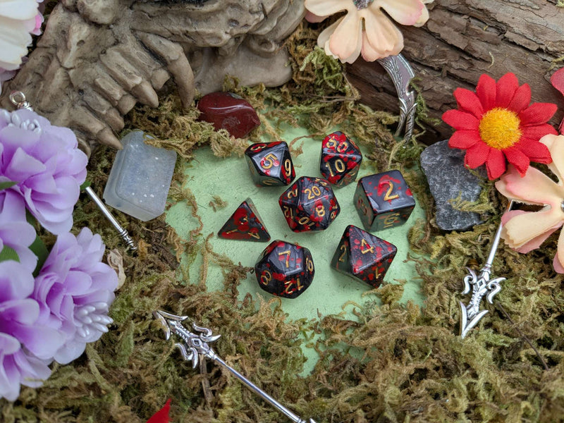 Black Splatter Dice Set