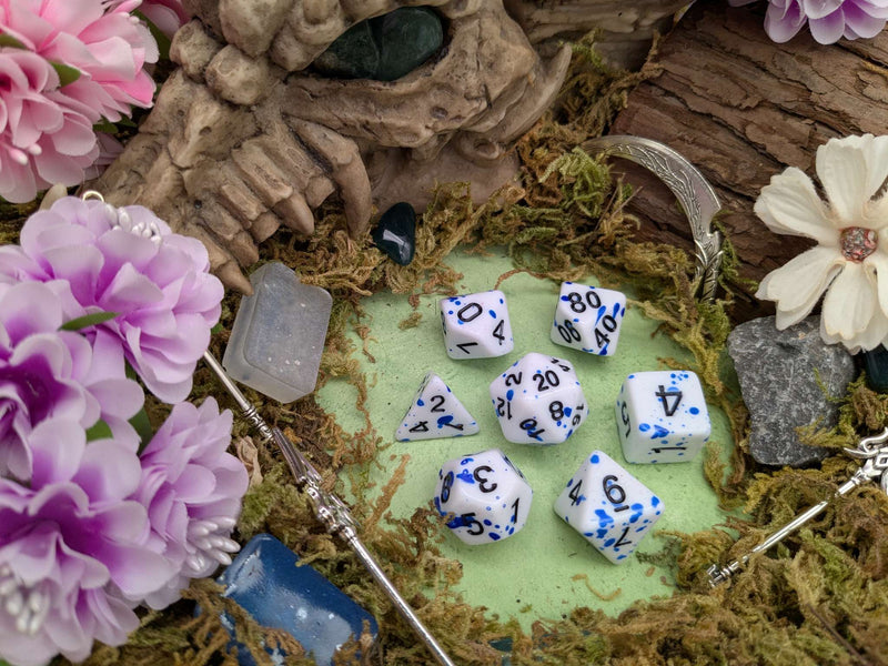Blue Splatter Dice Set
