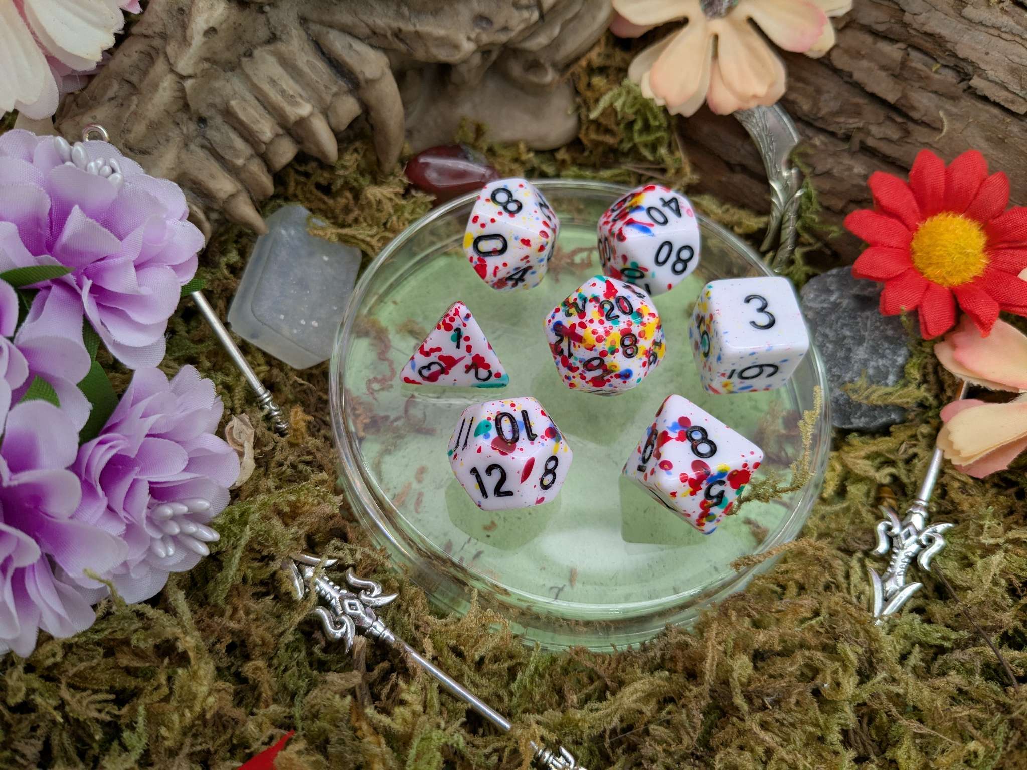 Multi-Coloured Splatter Dice Set