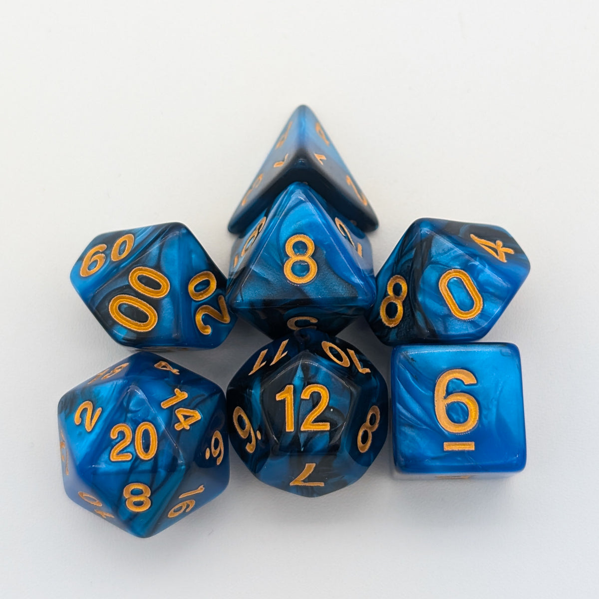 Tie-Dye Black and Blue  Dice Set
