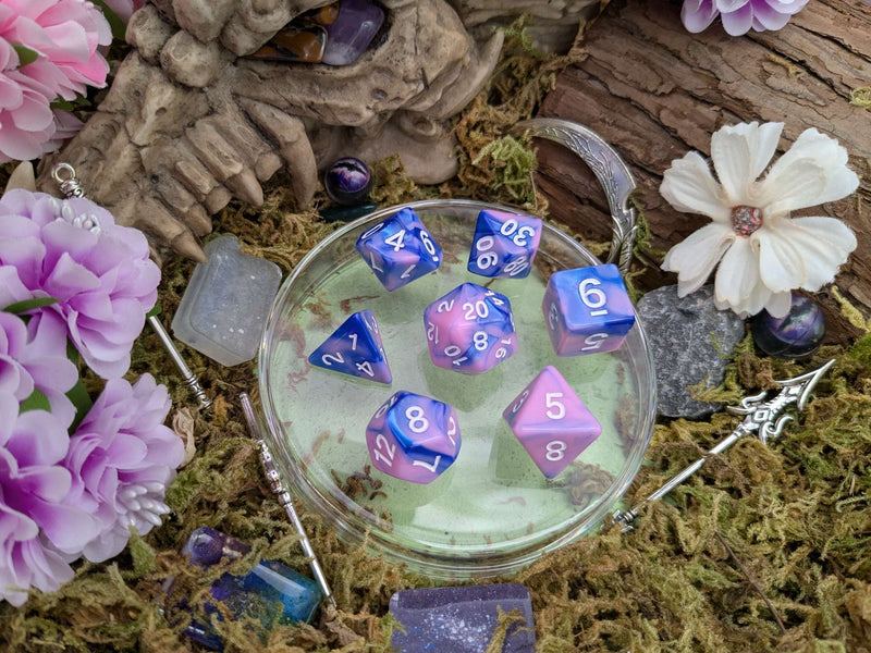 Tie Dye Pink and Blue Dice Set