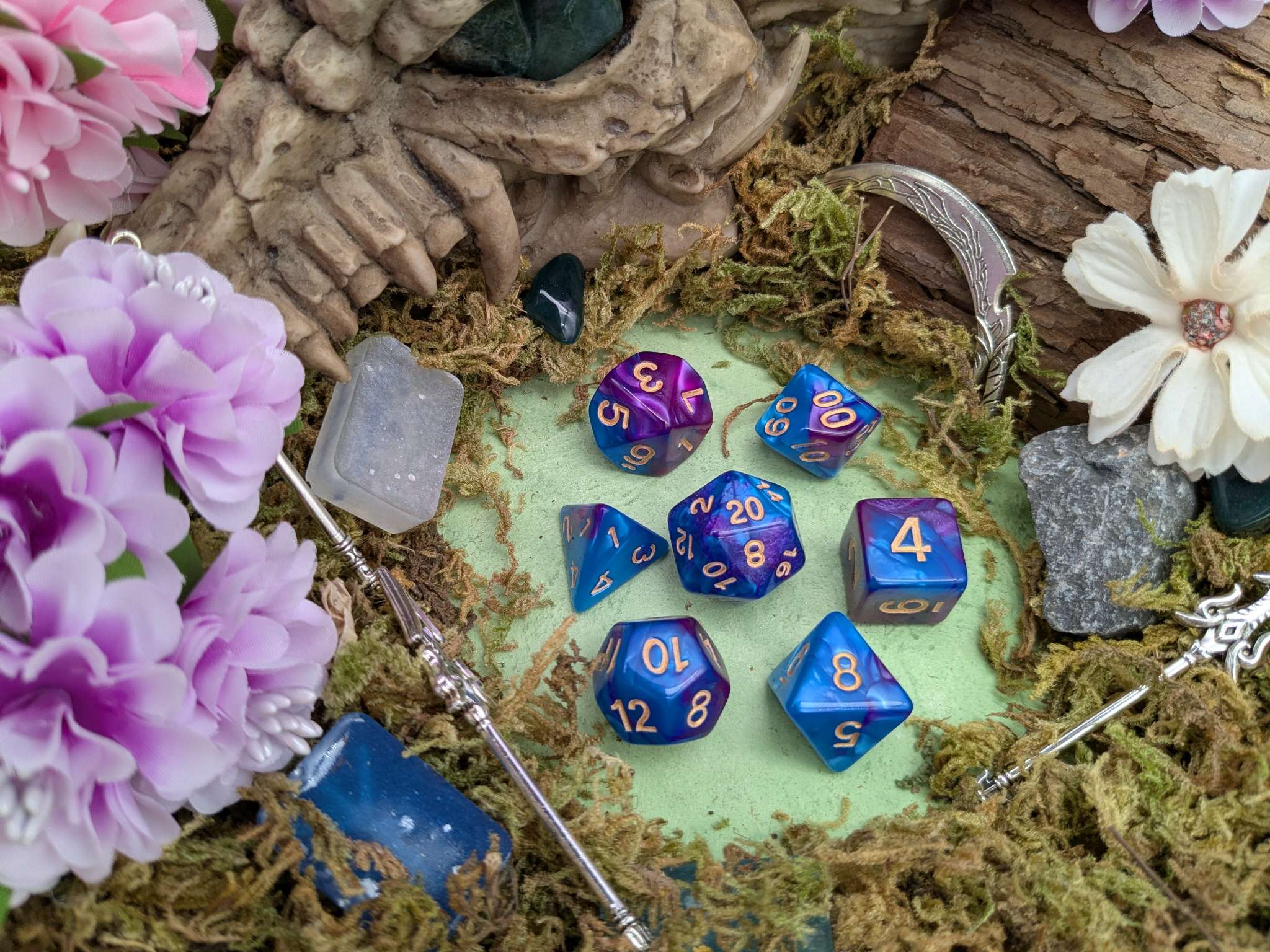 Tie-Dye Purple and Blue Dice Set
