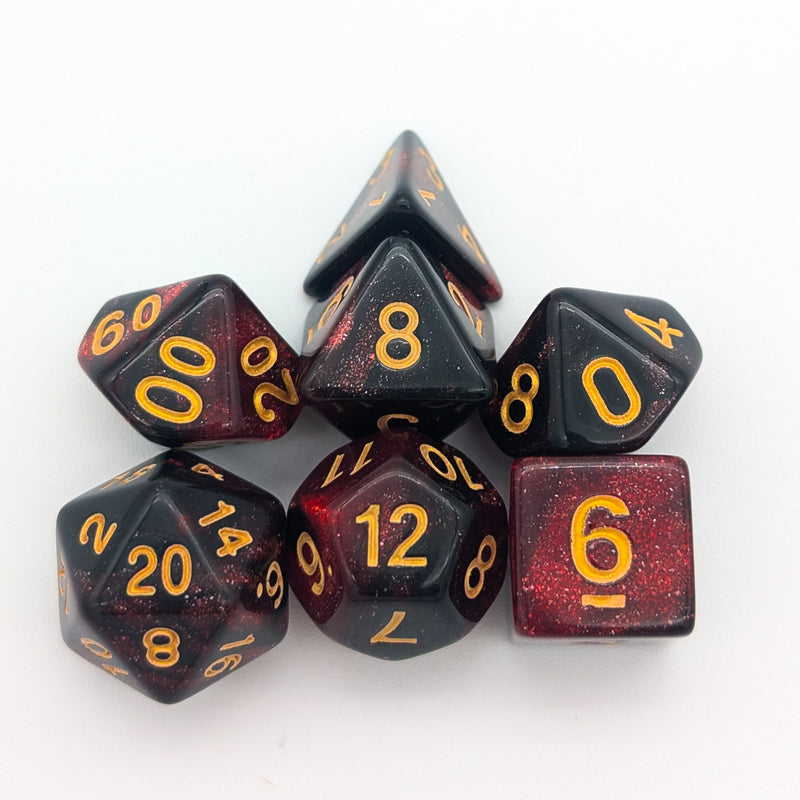 Red and Black Galaxy Dice Set