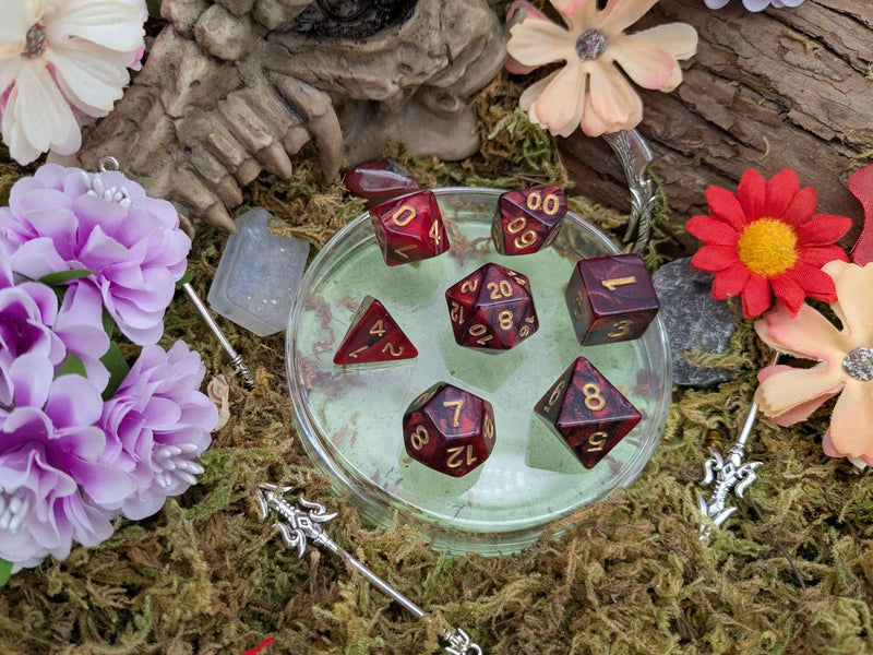 Two Tone Black Red Dice Set