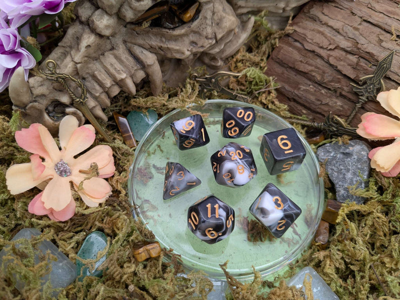 Black and White Two Tone Dice Set