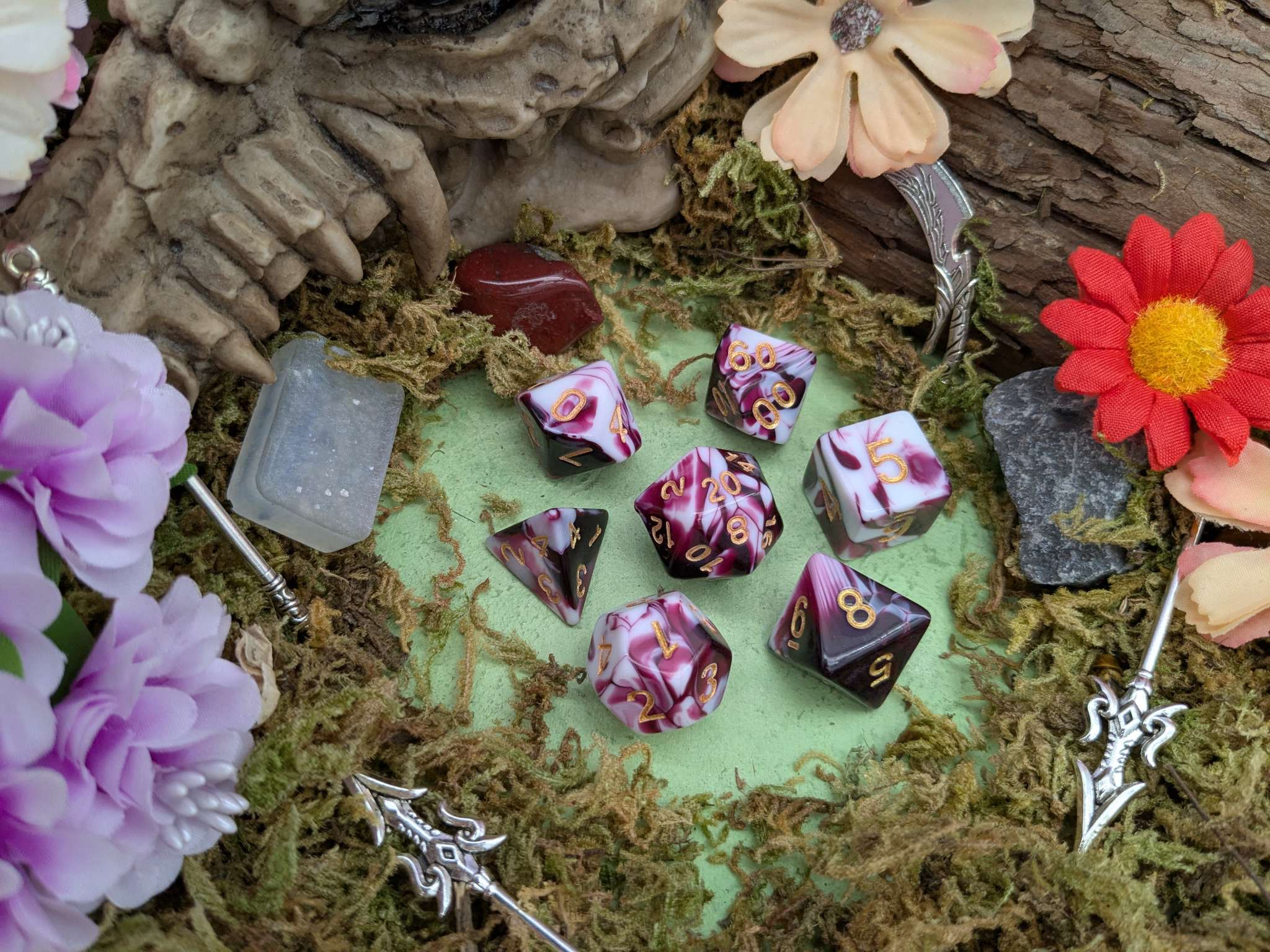 Two Tone Pink White Dice Set