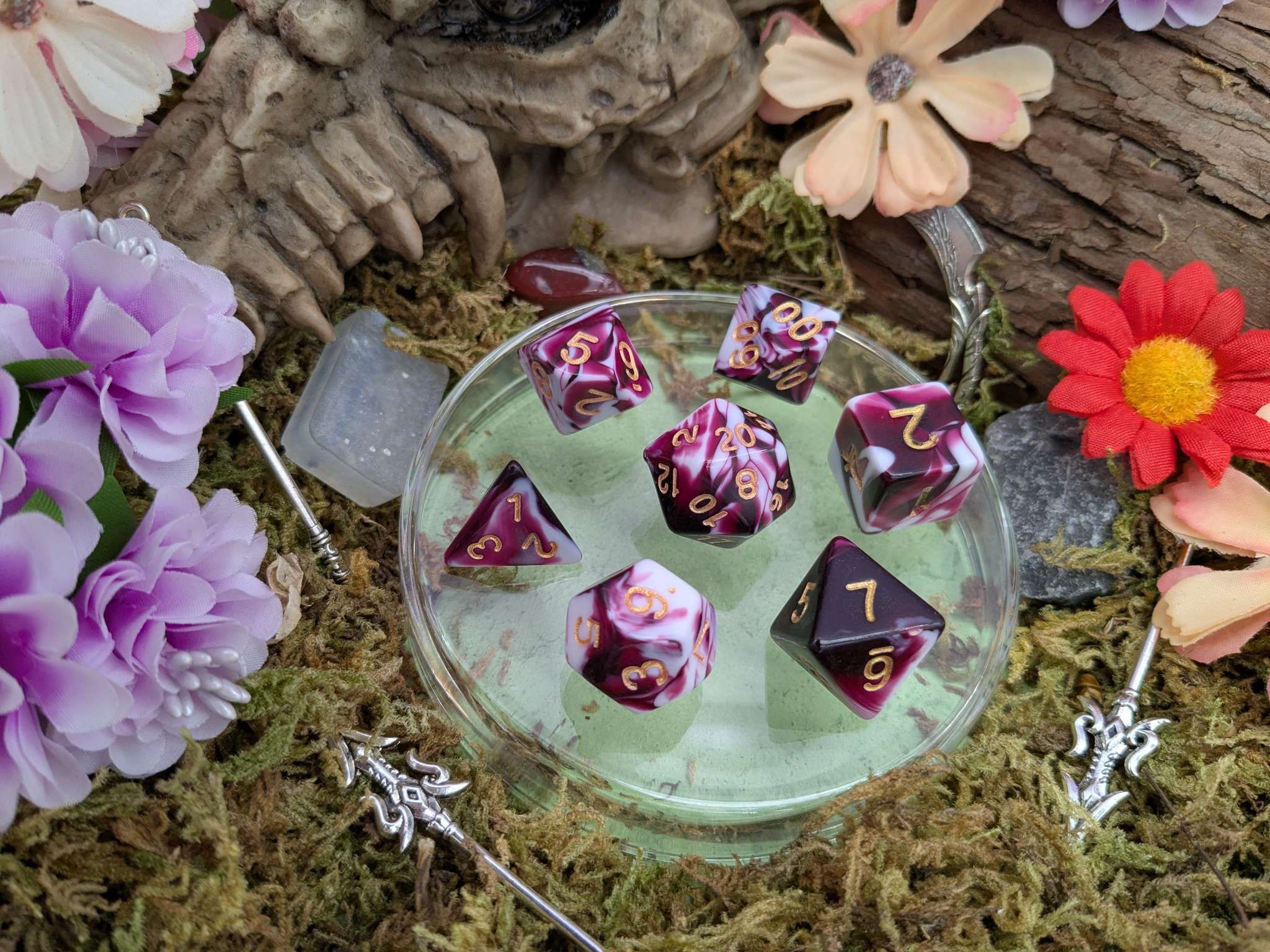 Two Tone Pink White Dice Set