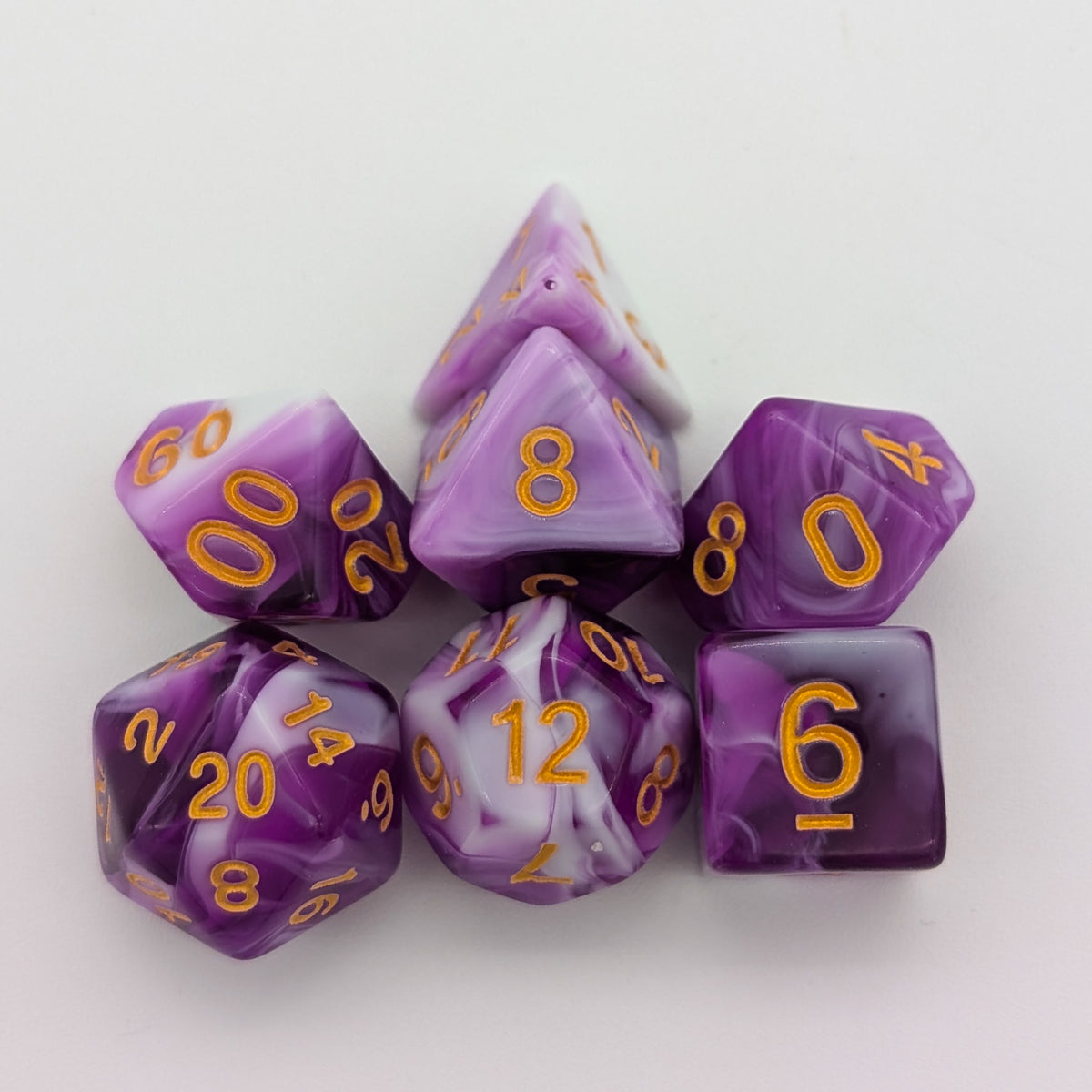 Purple and White Two Tone Dice Set