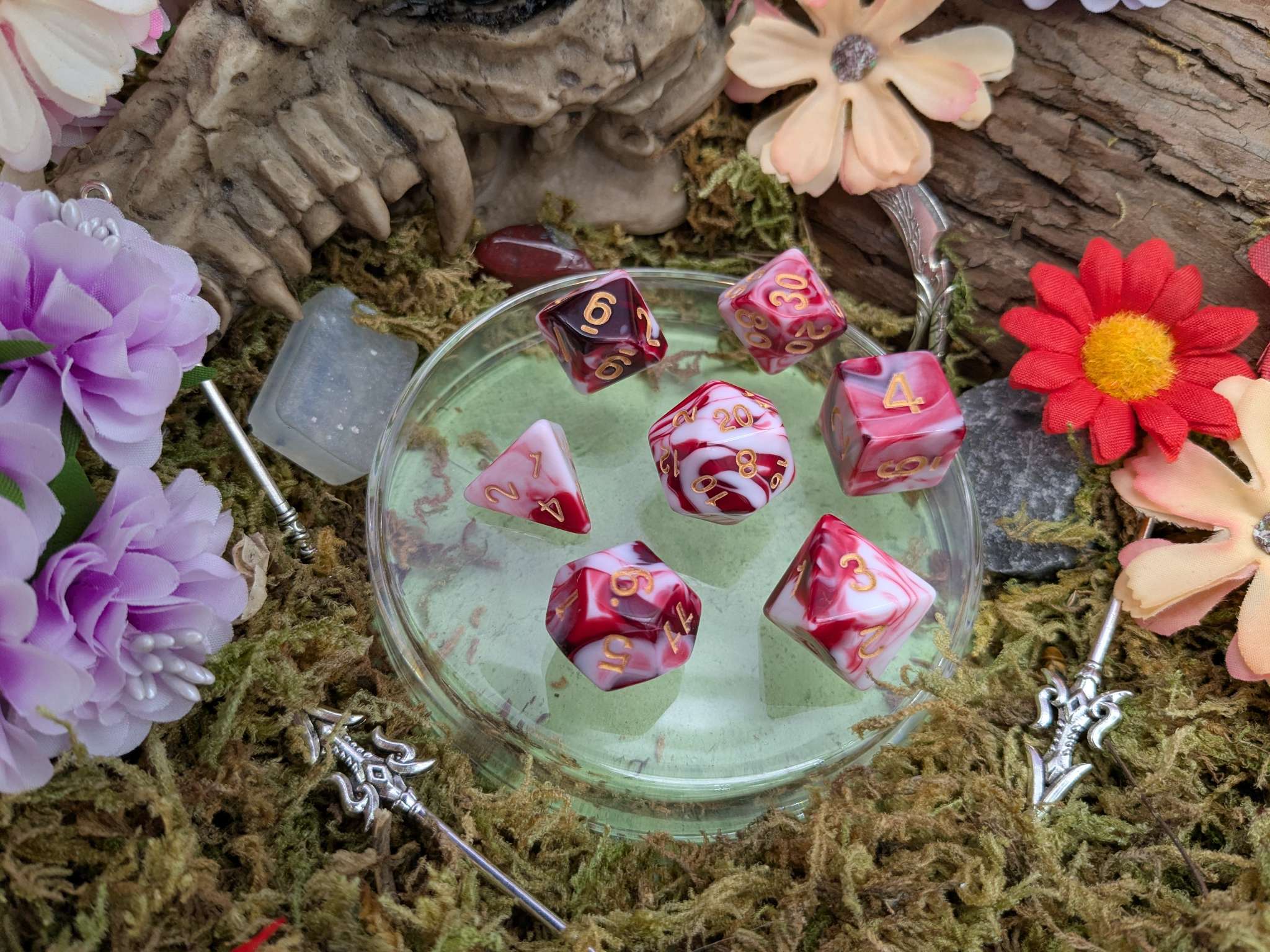 Two Tone Red White Dice Set