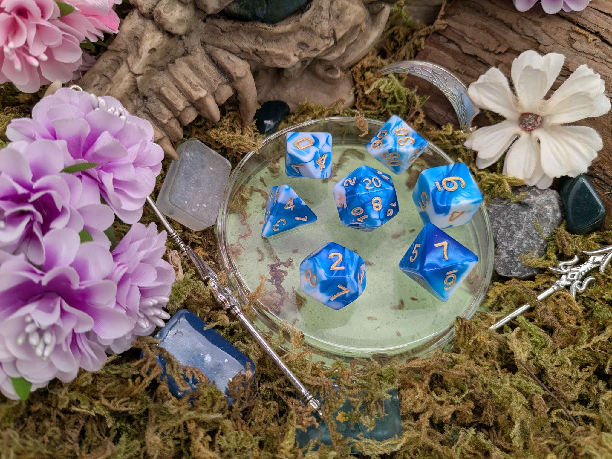 Two Tone Sky Blue Dice Set