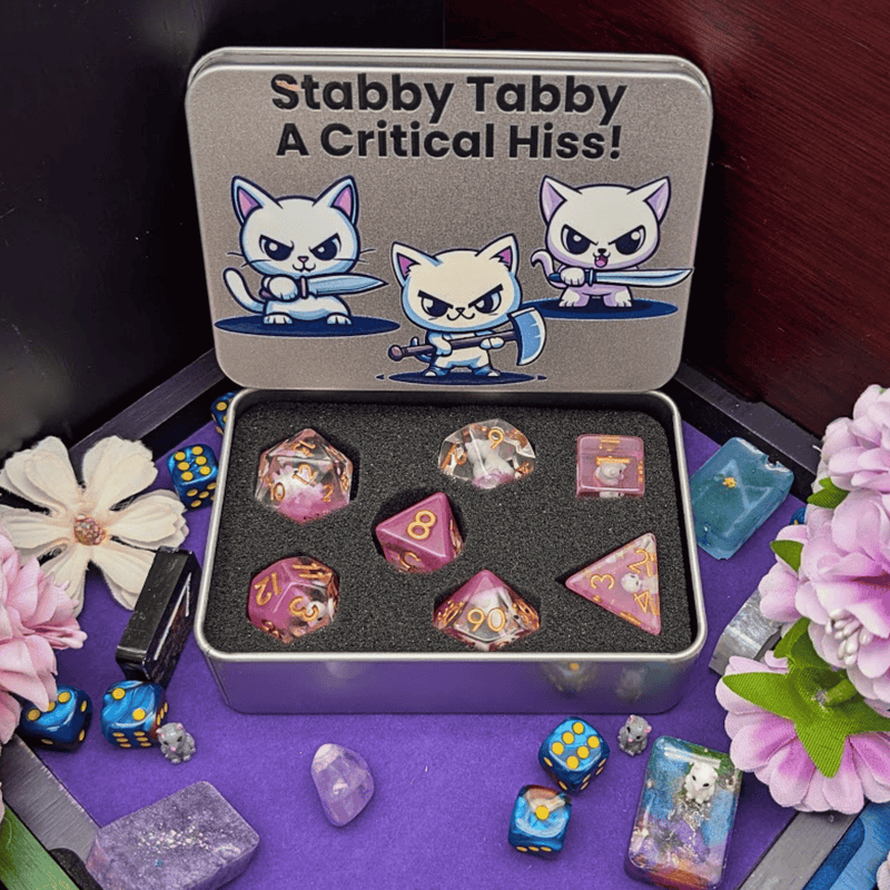 Stabby Tabby - Cat Dice Tin