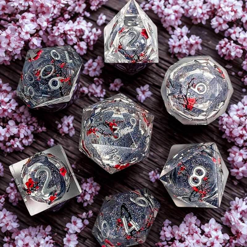 Sakura Moonlight | Blossom Print Liquid Core Dice Set