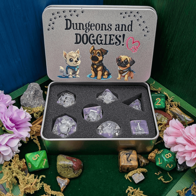 Dungeons and Doggies Dice Tin