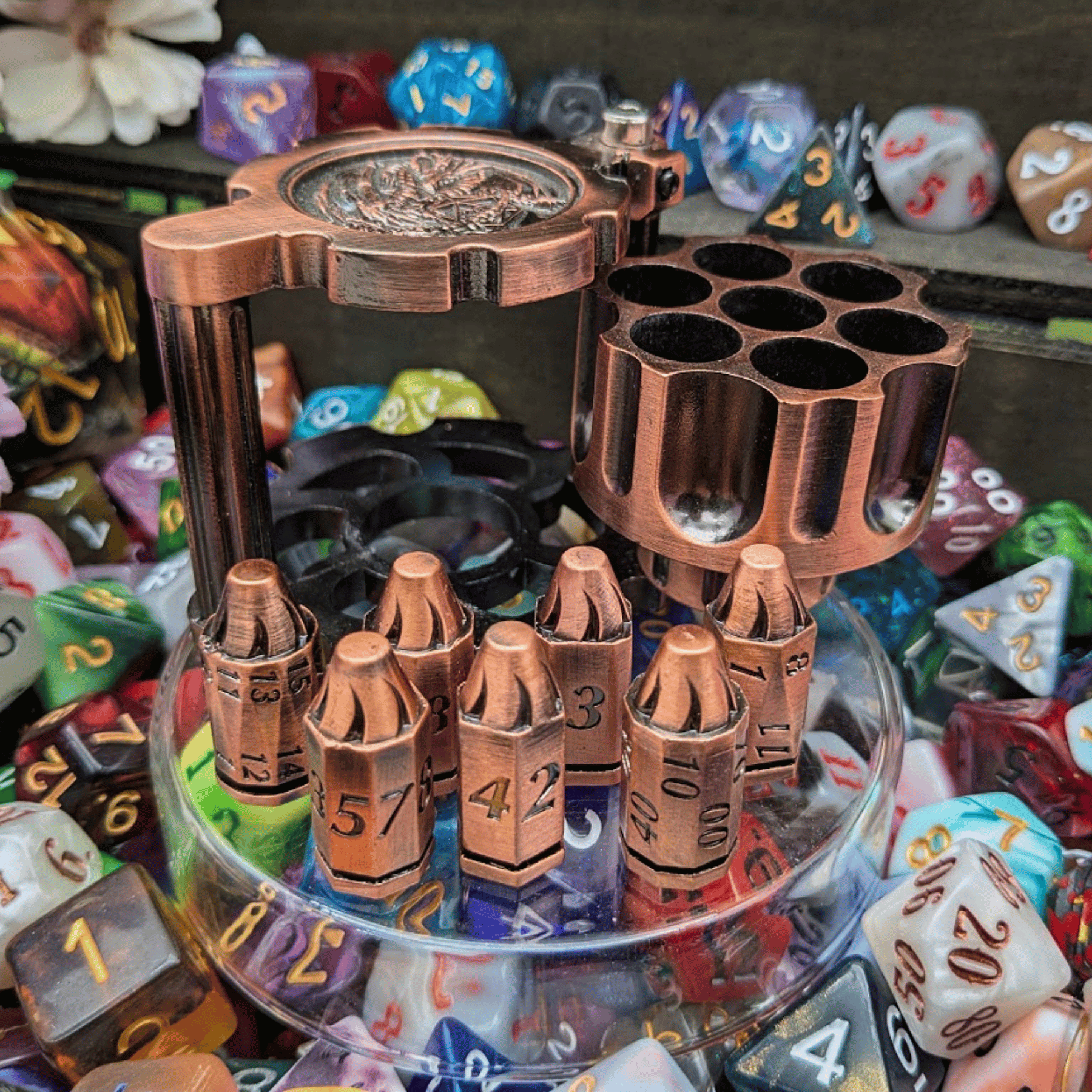 Revolver Dice Holder with Metal bullet dice