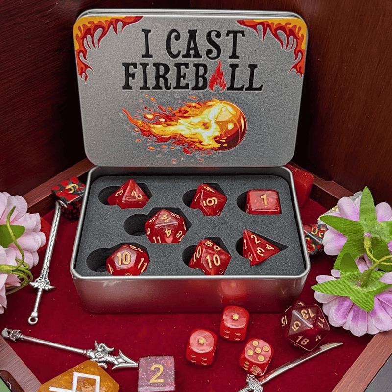 Fireball Dice Set and Tin