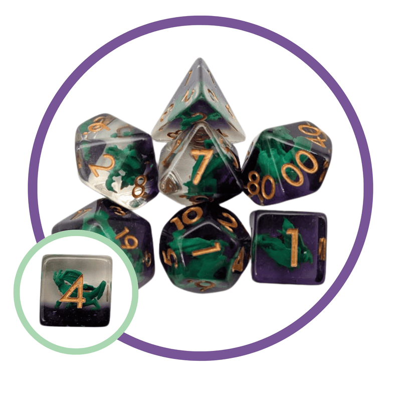 Acid Dragon Inclusion Dice Set