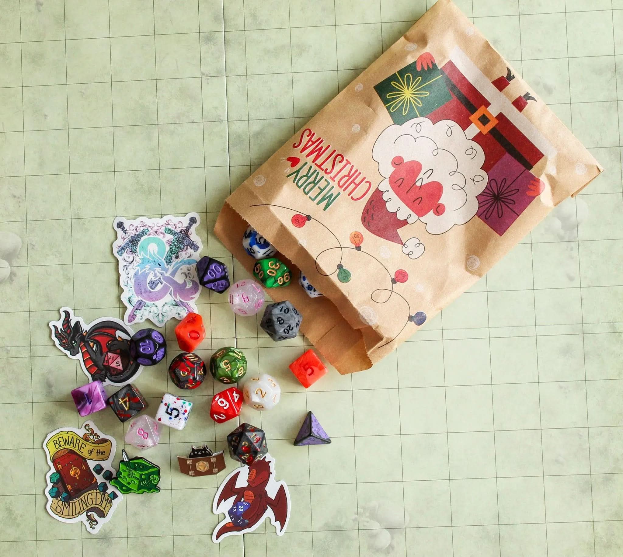 Christmas TTRPG  Mystery Chest, Mystery Dice Bags you choose the scoops - Mystery Dice Goblin