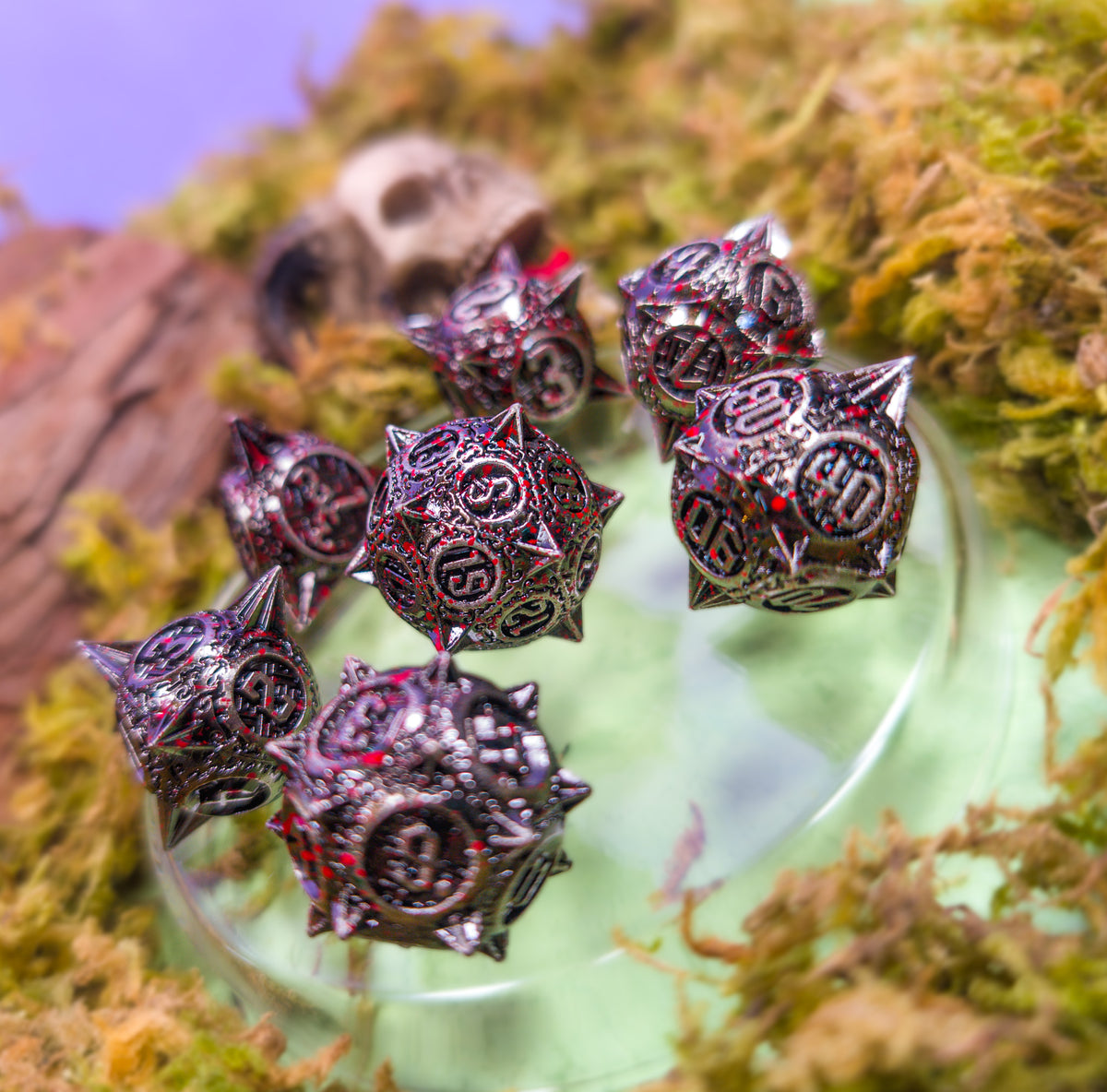 The Executioner’s Throw | Caltrops Splatter Metal Dice