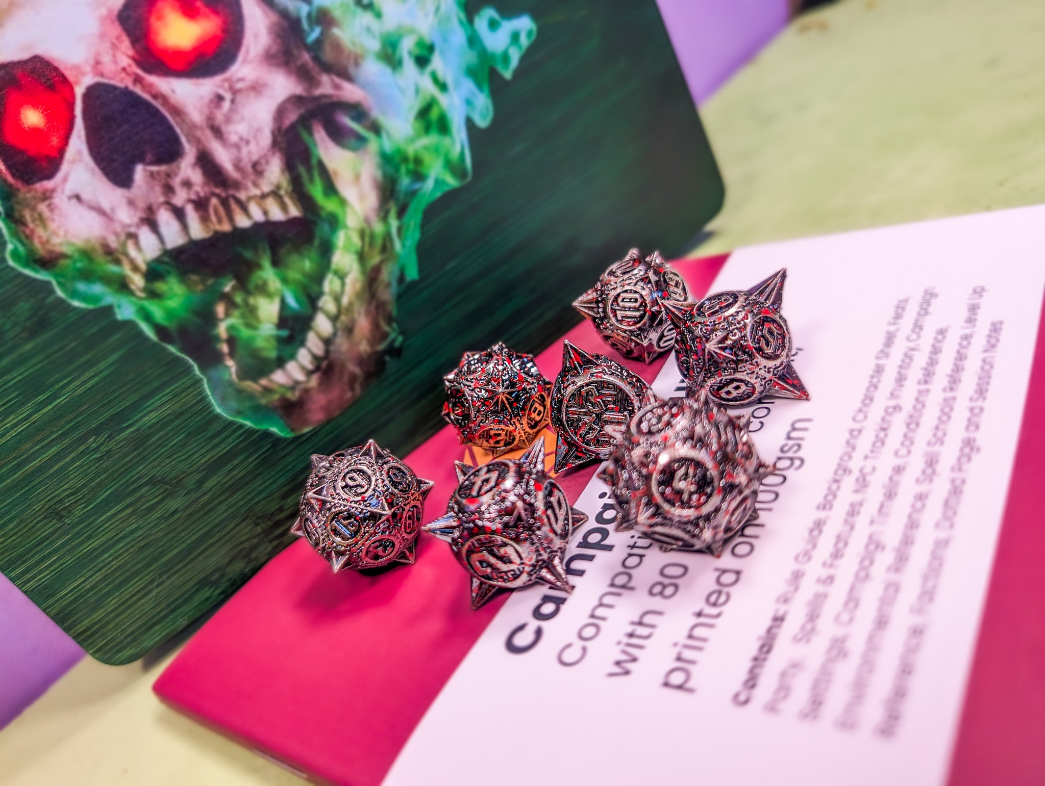 The Executioner’s Throw | Caltrops Splatter Metal Dice
