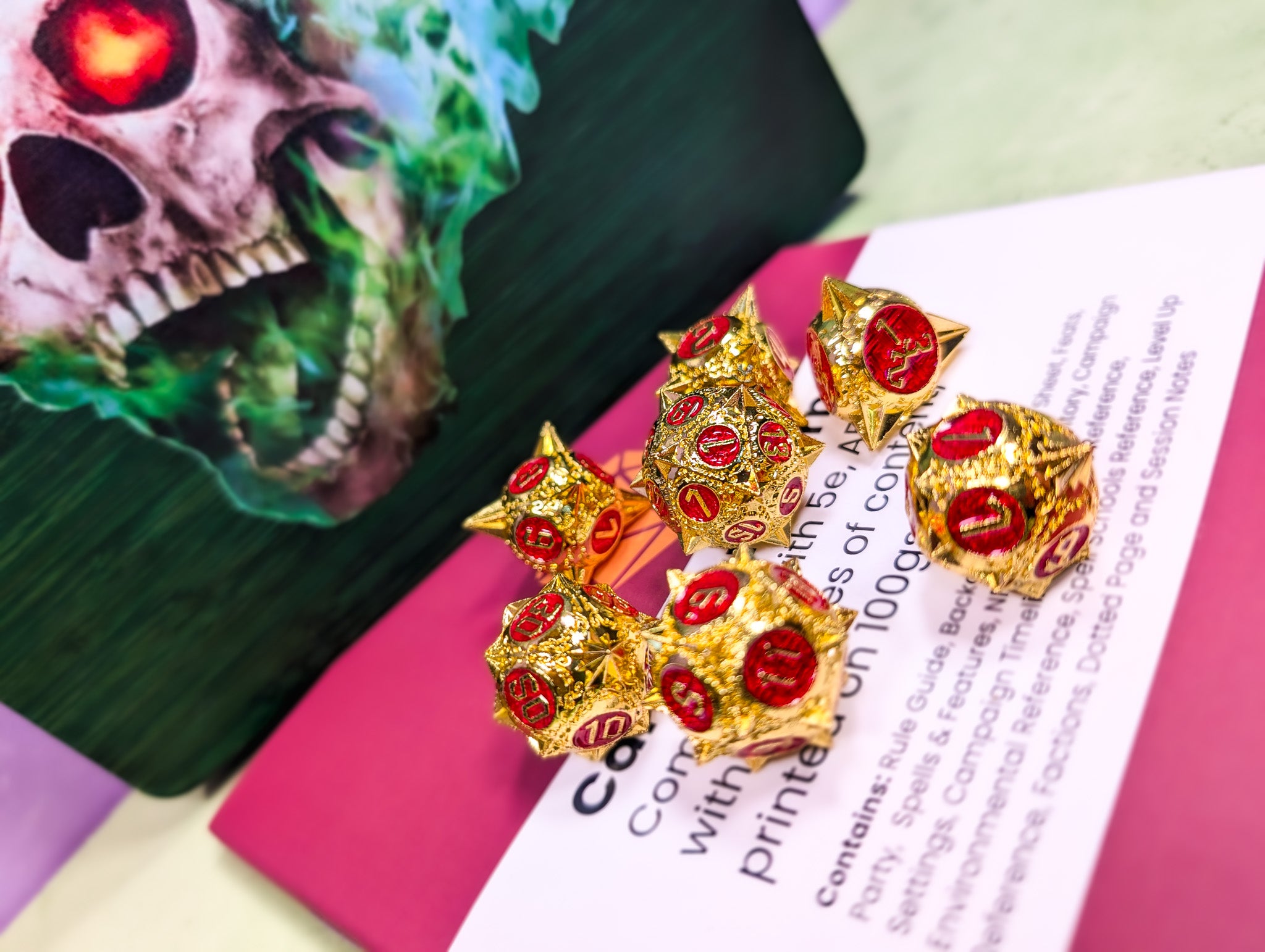 Radiant Reckoning | Caltrop Metal Dice Set