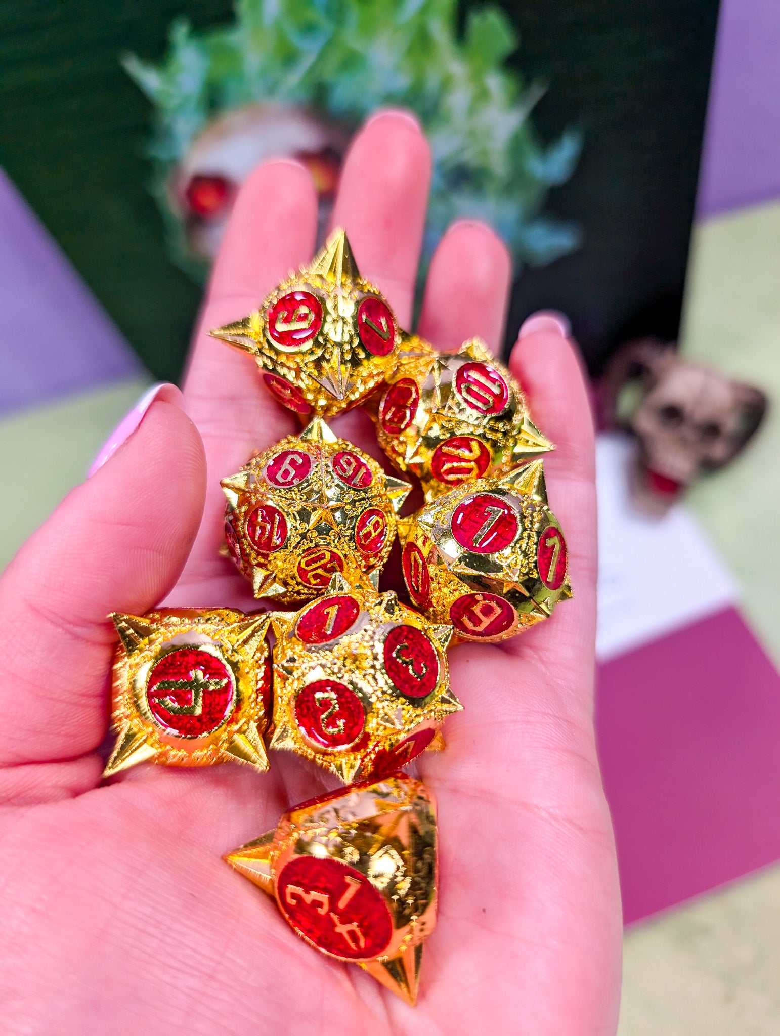 Radiant Reckoning | Caltrop Metal Dice Set