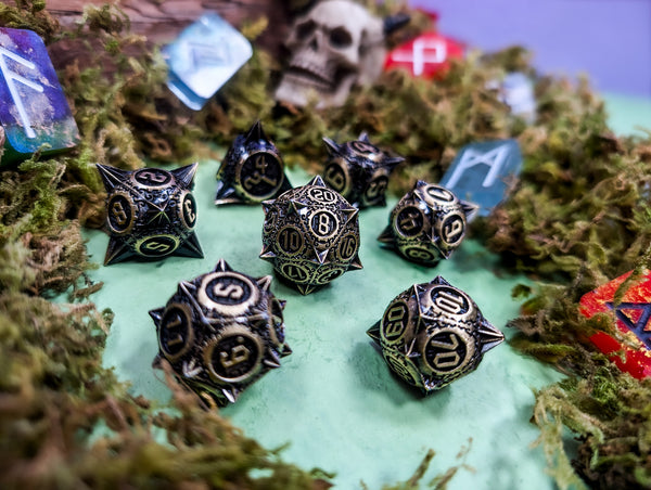 The Titan's Tribute | Metal Caltrop Dice Set