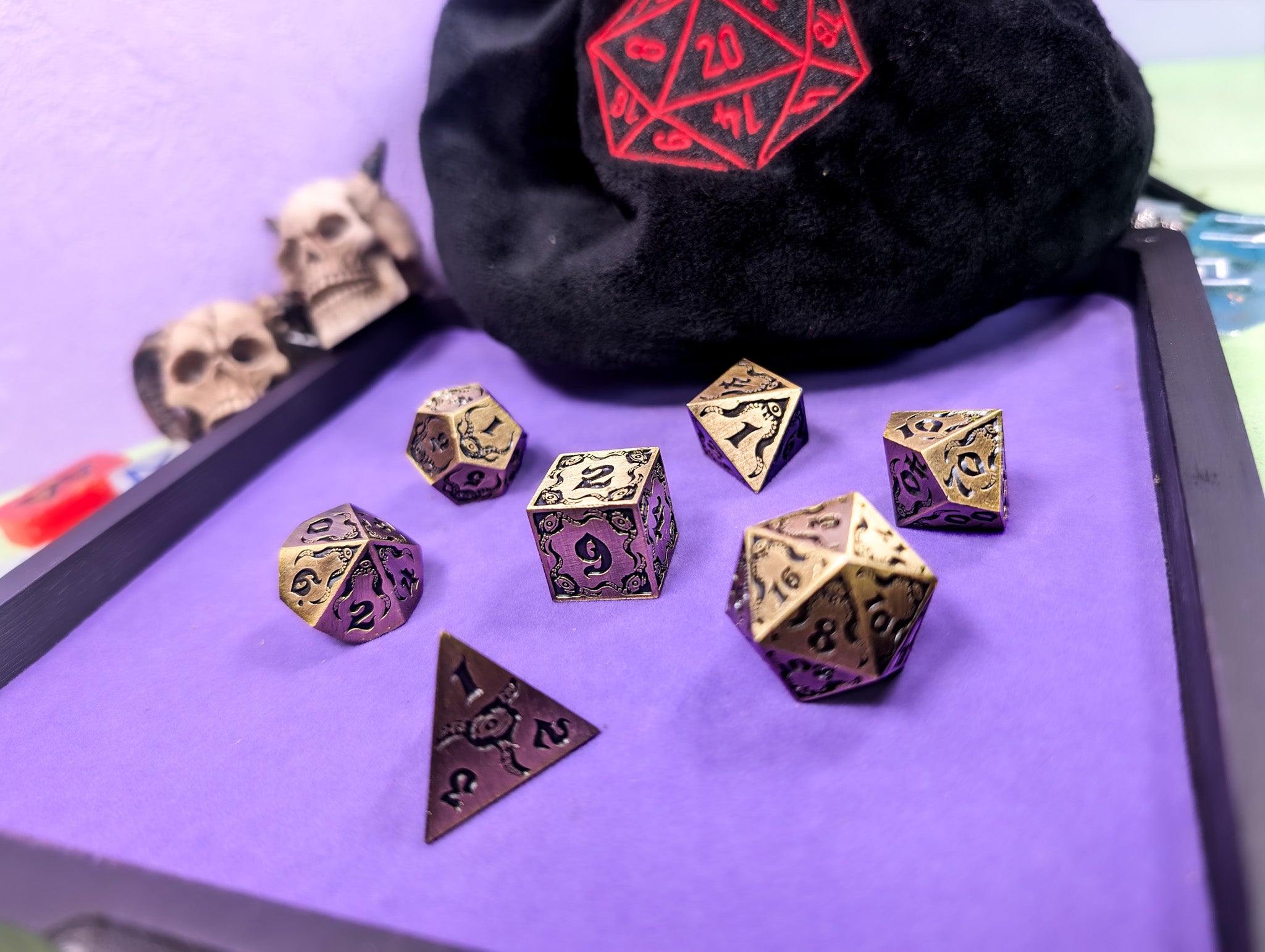 The Abyssal Sovereign | Eldritch Gold Metal Dice Set