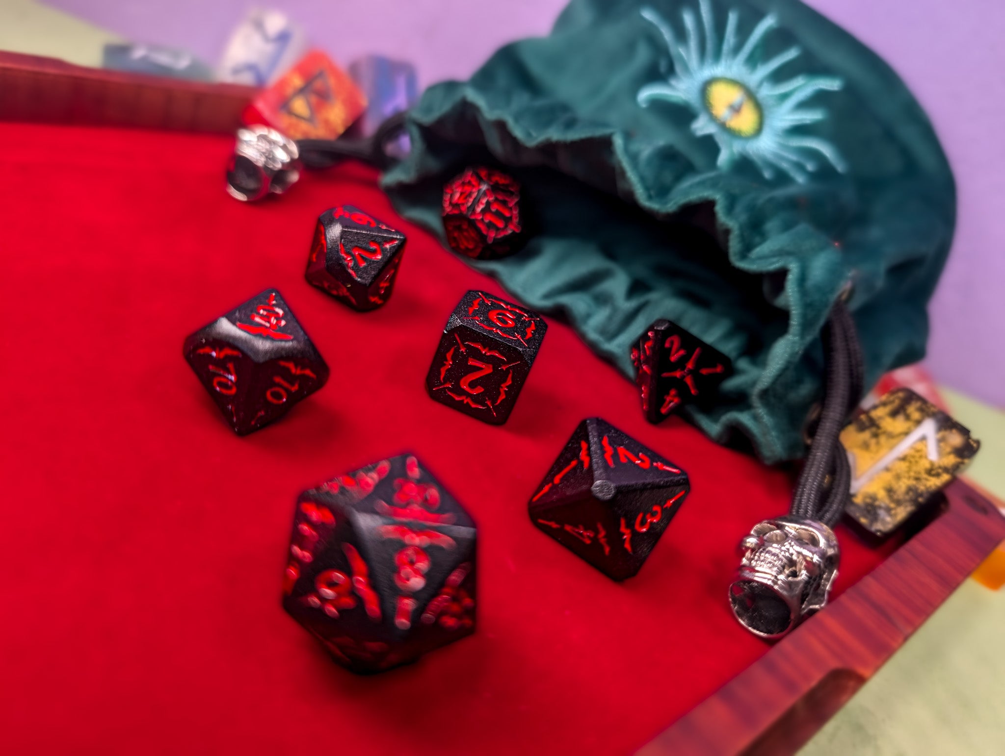 Hellish Rebuke | Black & Red Metal Arcana Dice Set