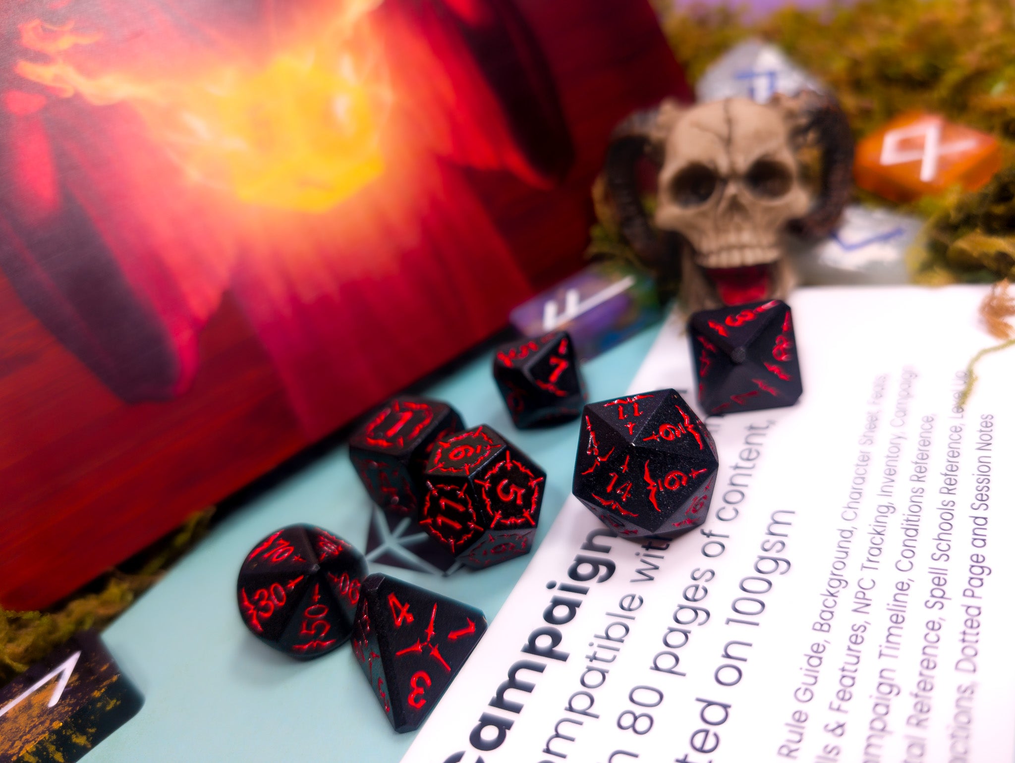 Hellish Rebuke | Black & Red Metal Arcana Dice Set