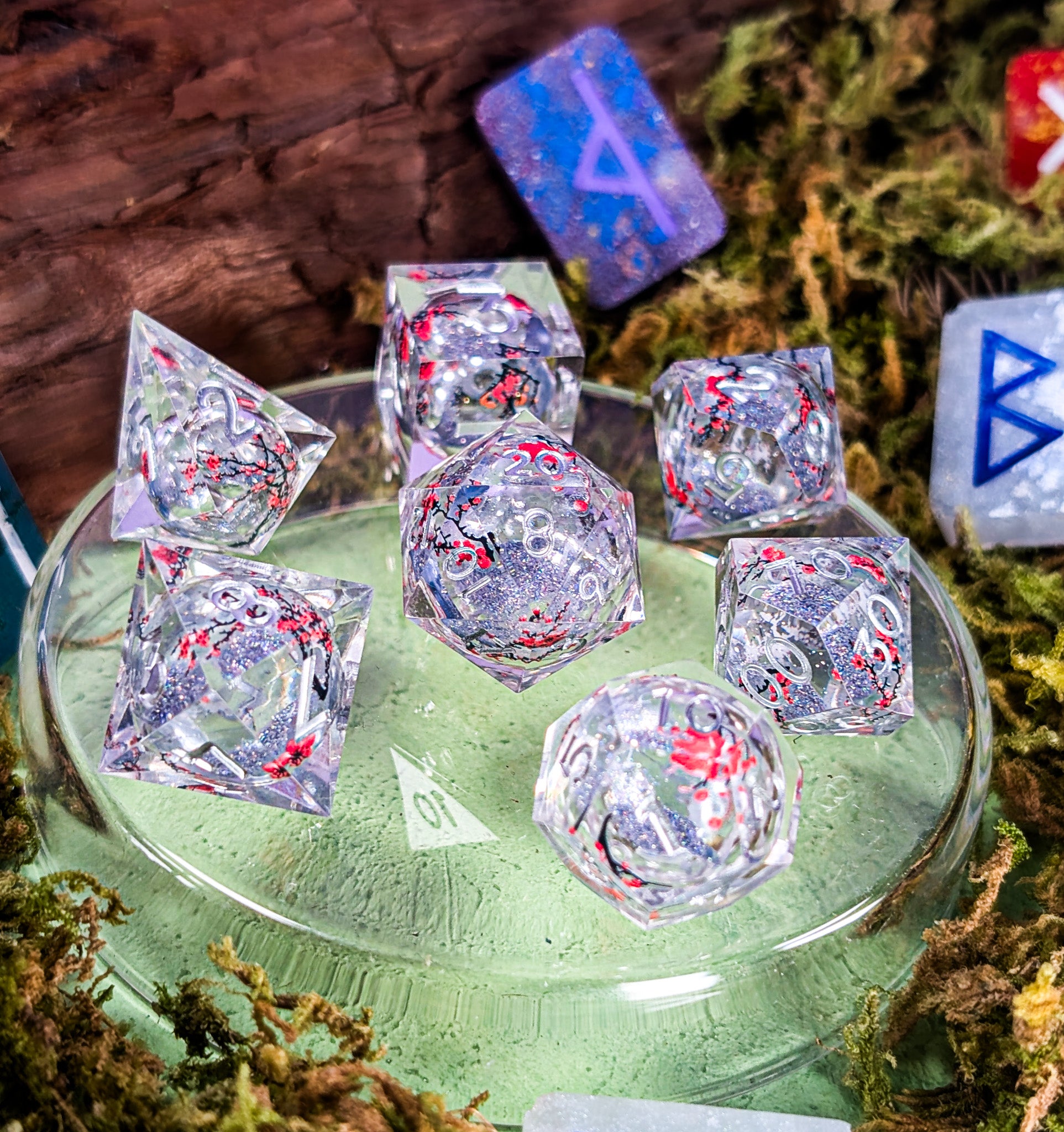 Sakura Moonlight | Blossom Print Liquid Core Dice Set