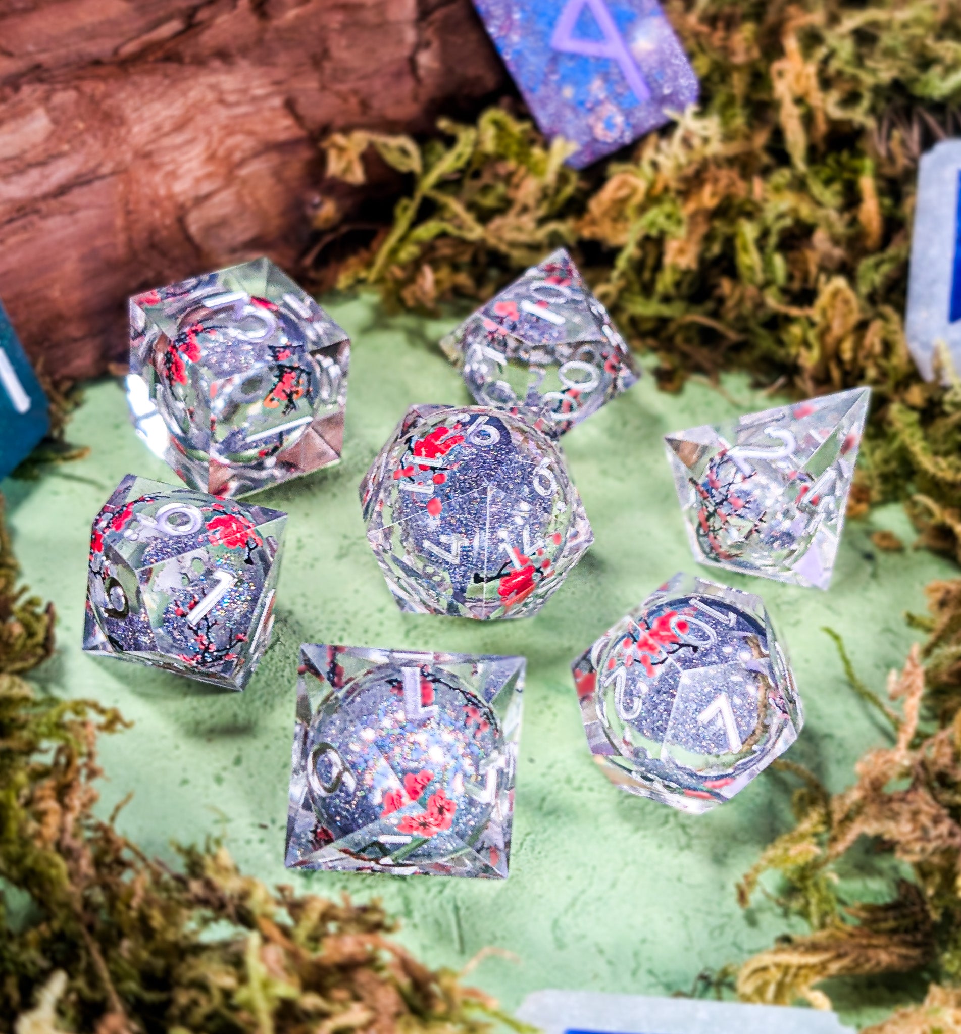 Sakura Moonlight | Blossom Print Liquid Core Dice Set