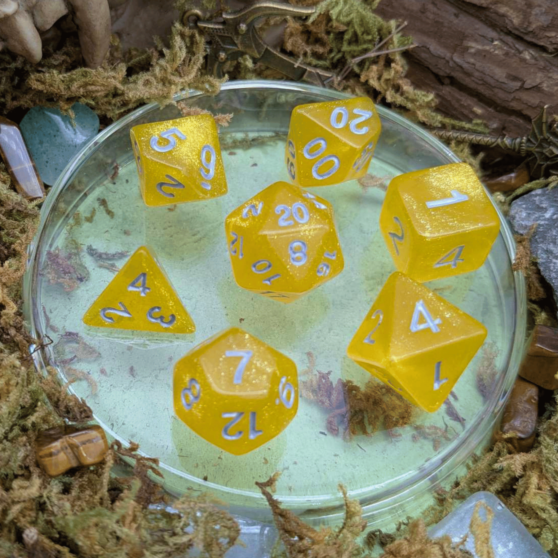 Yellow Shimmer Dice Set