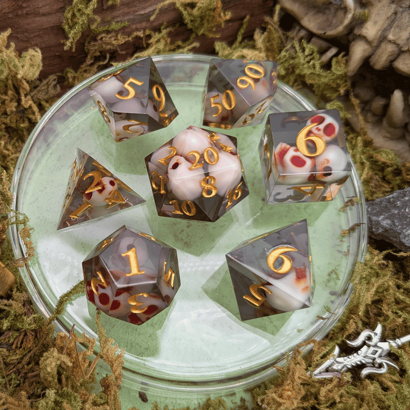 Skull Black Resin Sharp Edge Dice