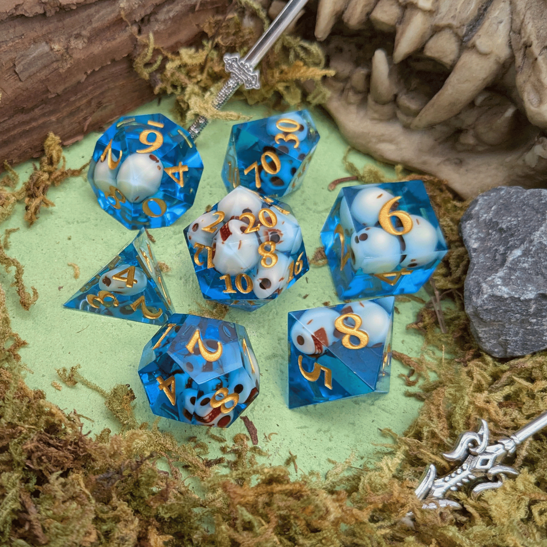 Skull Blue Sharp Dice Set