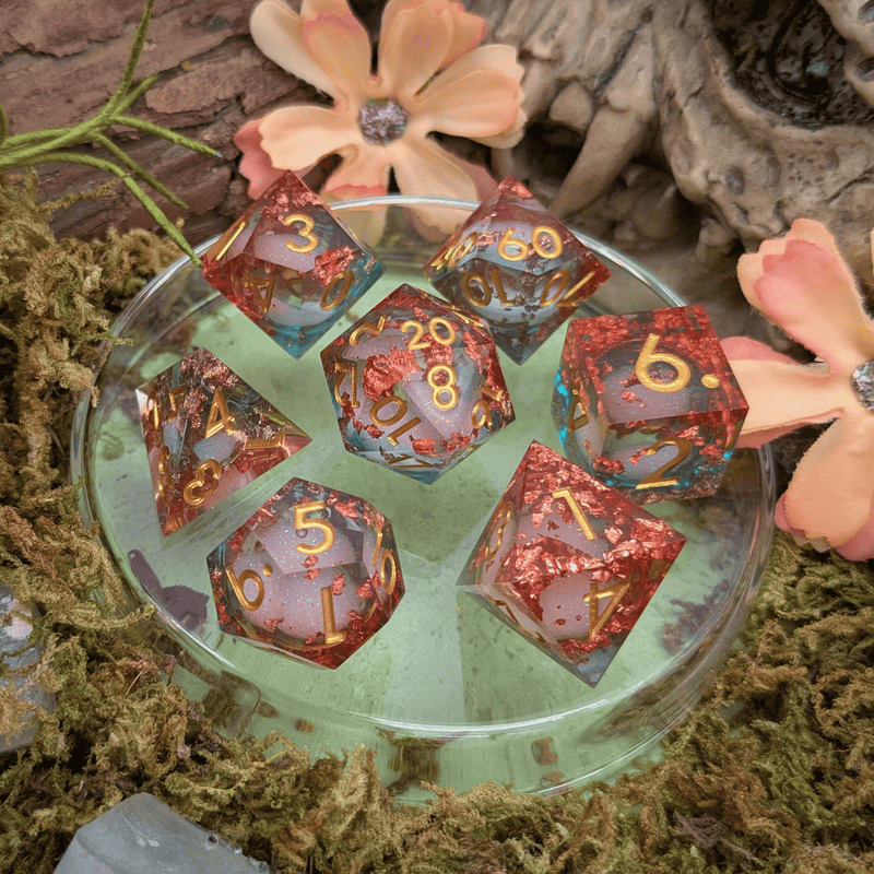Foil Red and Blue Liquid Core Dice Set