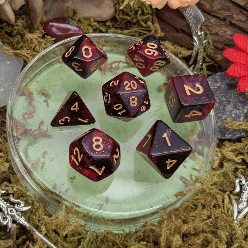 Red and Black Galaxy Dice Set