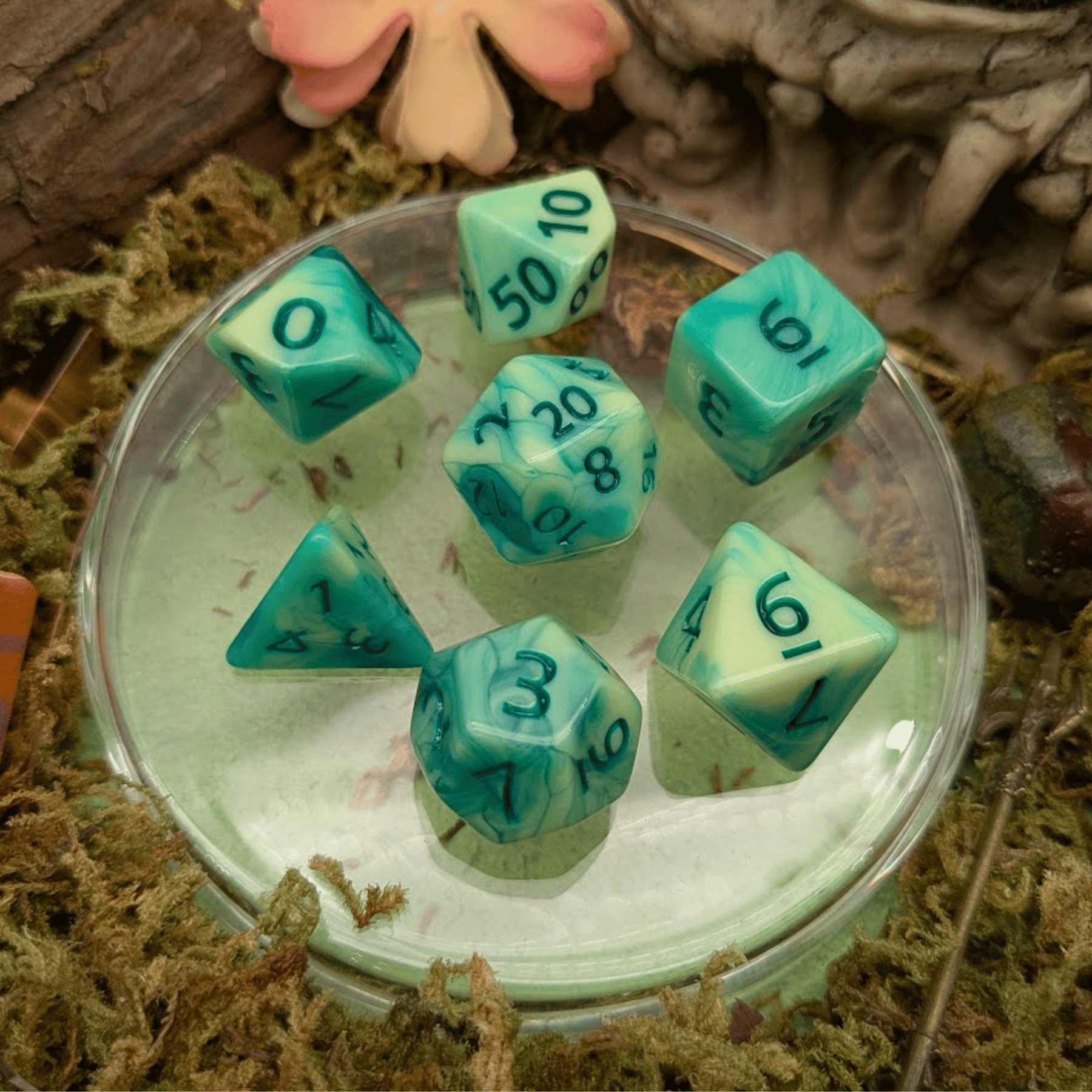 Green Swirl Dice Set