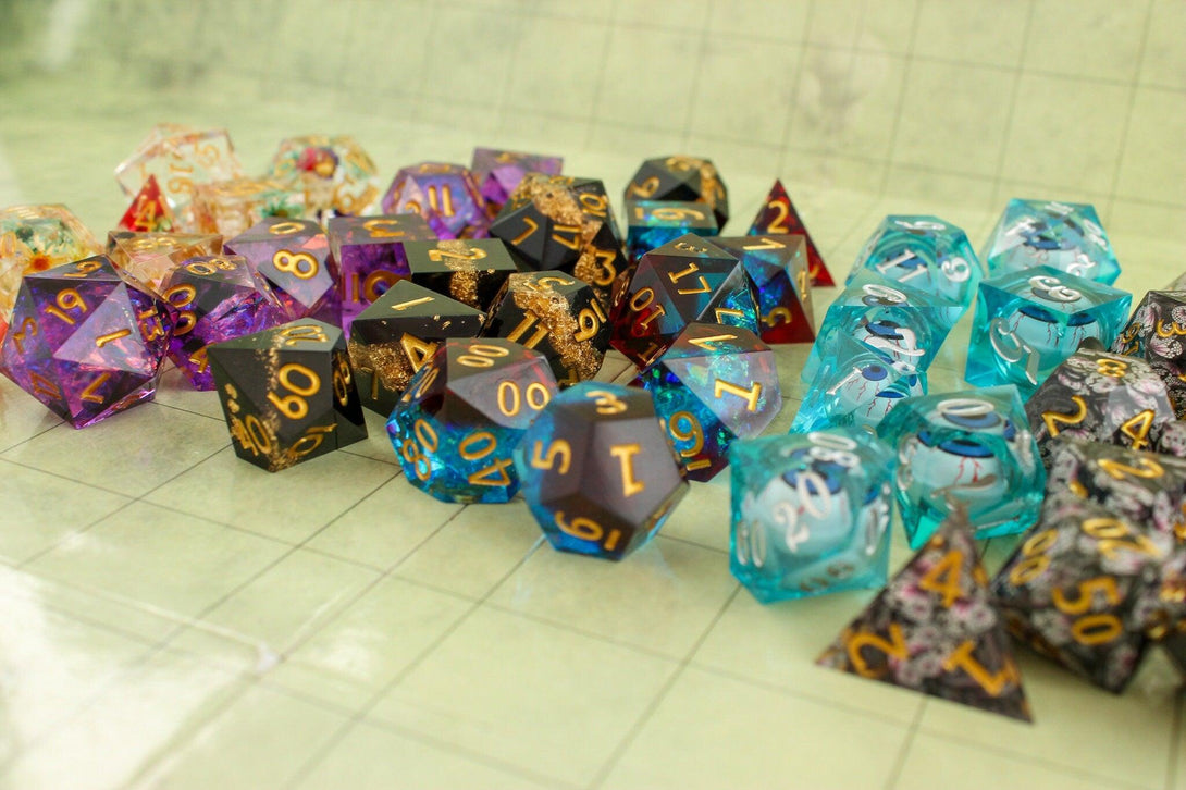 Dungeons and Dragons, Sharp Mystery Dice DnD Dice over 100 styles available, Sharp Polyhedral Dice never the same sets | DnD Dice