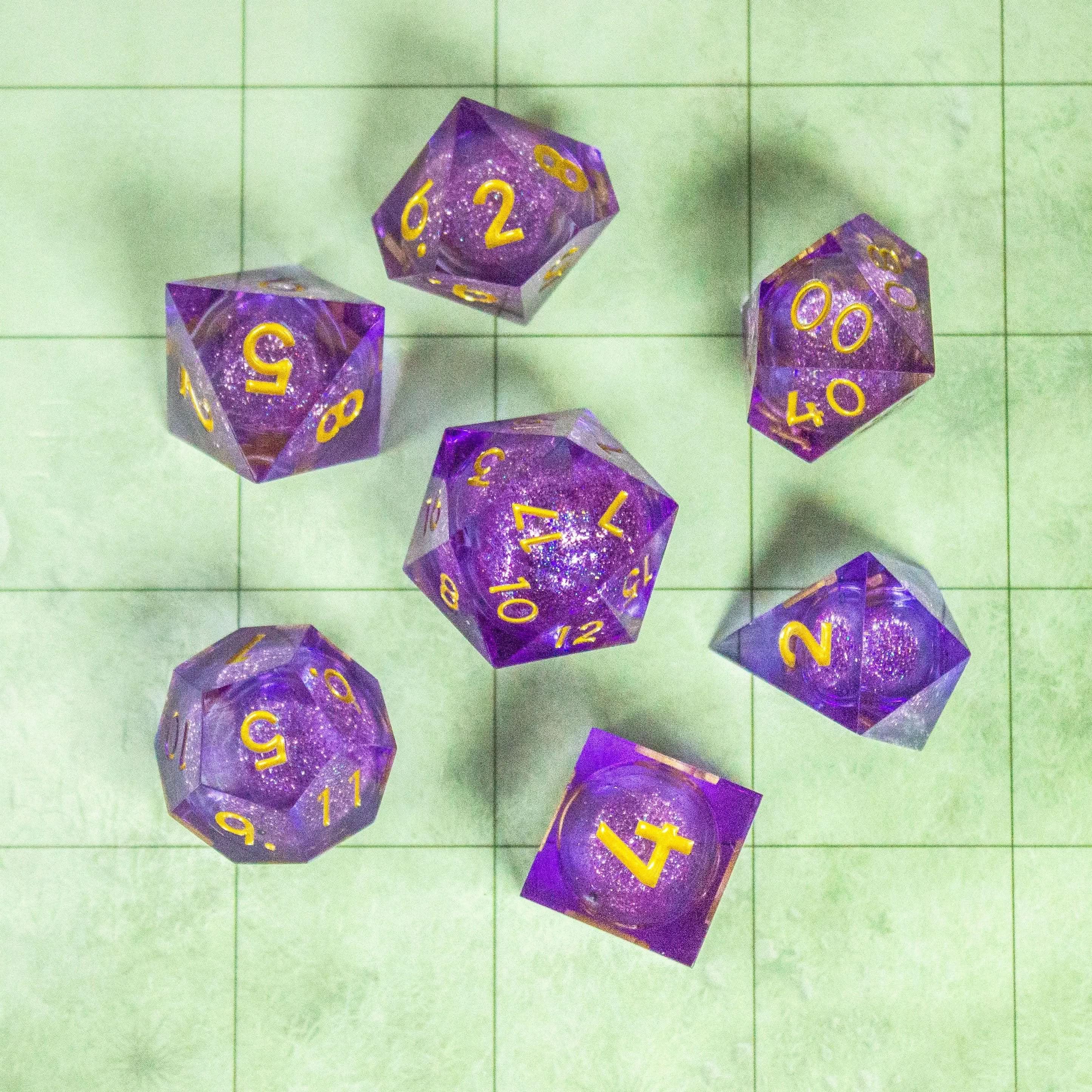 Purple Liquid Core Shimmer Glitter Dice